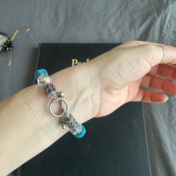 Turquoise and AB crystals sterling bracelet - Picture 4 of 6